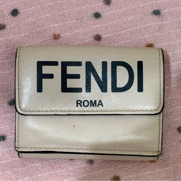 FENDI MICRO TRIFOLD Leather Micro Wallet AUTHENTIC - Picture 1 of 10